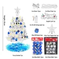 DIY weißer Mini-Weihnachtsbaum-Set 45cm mit blauem und silbernem Dekor - 45cm Blaue Basis (Warmweiße LED)