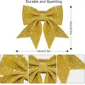 Funkelnde goldene Glitzer-Weihnachtsschleife 14 cm für festliche Baumdekoration Ornamente - 1 Stück / Gold