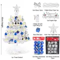 Komplettes 60 cm DIY Mini-Weihnachtsbaum-Set in Weiß mit blauem und silbernem Baumschmuck - 60cm Weiße Basis (Warmweiße LED)