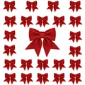 Funkelnde rote Glitzer-Weihnachtsschleifen für den Baum, 25er-Set für die Festtagsdekoration - 1 Stück / Rot