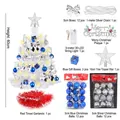Komplettes mini weißes 60cm Weihnachtsbaum Set mit LED-Lichtern und blau-silberner Deko - 60cm Rote Basis (Warmweiße LED)