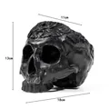 Aufwendig geschnitzte schwarze Harz-Totenkopfskulptur für Halloween, 18cm Länge. - Geschnitztes Schädel-Ornament (193) / 18x11x13cm / Mattschwarz (193)