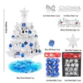 60cm Mini weißer künstlicher Weihnachtsbaum Set mit blauem und silbernem DIY Dekor - 60cm Blaue Basis (Keine Lichterkette)