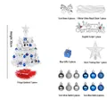 30cm kleiner weißer Mini-Desktop-Weihnachtsbaum DIY-Set mit blauen und silbernen Kugeln - 30cm Rote Basis (Keine Lichterkette)