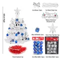 DIY 60cm Weißer Mini-Tischweihnachtsbaum-Set mit blauen und silbernen Ornamenten Dekoration - 60cm Rote Basis (Keine Lichterkette)