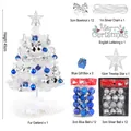 45cm Weißer Mini-Weihnachtsbaum DIY-Set mit blauem und silbernem Christbaumschmuck - 45cm Weiße Basis (Keine Lichterkette)