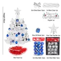 45cm weißer Mini-Weihnachtsbaum DIY-Set mit blauem und silbernem Schmuck und Stern - 45cm Rote Basis (Keine Lichterkette)
