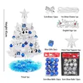 45cm DIY Weißer Mini-Weihnachtsbaum-Set mit blau-silberner festlicher Dekoration für Tisch - 45cm Blaue Basis (Keine Lichterkette)