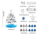 30cm Mini-Weihnachtsbaum-Set in Weiß mit blauen und silbernen Kugeln und LED-Lichter - 30cm Blaue Basis (Warmweiße LED)