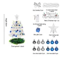 Mini weißer Tisch-Weihnachtsbaum DIY Set mit blau silbernem Dekor - 30cm Grüne Basis (Warmweiße LED)