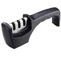 Professional 3-stage manual kitchen knife sharpener tool in sleek black and silver finish - 3-Stage Knife Sharpener (Color Box)