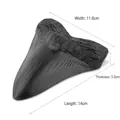 Dimensions of 14cm resin Megalodon shark tooth fossil replica for desk home decor - Dark Gray Black Distressed Texture Style (A6136)