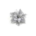 Silberne künstliche Glitzerblume für Weihnachtsdekoration und Kränze - Künstliche Weihnachtsblume / Silber