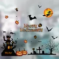 Detailed view of Halloween window sticker set with witch, pumpkin, and spooky castle motifs. - Witch Pumpkin Combo (HYW-001)