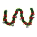 2m dark green Christmas tinsel garland decorated with red bows and silver balls - Style with 6 Silver Balls and 12 Red Bows