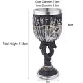 Gothic vintage stainless steel knight goblet with intricate sword relief resin chalice - Knight Sword Relief Style (G6133)