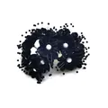Elegante schwarze künstliche Brautblume mit weißen Perlen für Kopfschmuck oder Corsage - 72 Stück/Packung / Schwarz