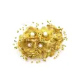 Goldener künstlicher Brautstrauß mit eleganten weißen Kunstperlen und kleinen Goldperlen - 72 Stück/Packung / Goldgelb