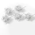 Set mit 5 weißen Braut-Ansteckblumen-Accessoires mit schimmernden Kunstperlen und Blüten. - 72 Stück/Packung / Hellsilber