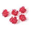 Rote künstliche Mini-Brautsträuße mit Kunstperlen für DIY-Ansteckblumen Zubehör - 72 Stück/Packung / Echtes Rot