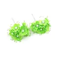Zwei grüne künstliche Brautblumen-Haarnadeln mit Perlen für eleganten Haarschmuck - 72 Stück/Packung / Obstgrün