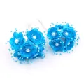 Leuchtend blaue künstliche Brautblumen mit Kunstperlen für DIY Haarschmuck-Zubehör. - 72 Stück/Packung / Elektroblau