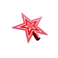 Close-up detail of a vibrant red glittery five-pointed Christmas tree star topper - 18cm / Red