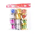 Detailansicht von 12 bunten Laser-Weihnachtstrommel-Ornamenten in der Verpackung. - 2.5CM Trommel 12er Set