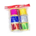 Nahaufnahme von sechs bunten Laser-Weihnachtstrommeln in der Originalverpackung - 5CM Trommel 6er Set