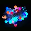 Detailed view of colorful frosted ball LED string lights for festive holiday decoration - Multicolor Style (4902730068769) / Plug-in Type 28 Heads
