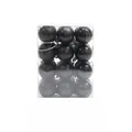 Close-up detail of 24 pieces 3cm black Christmas baubles in various finishes - Set of 24 / Black