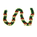 2m green Christmas tinsel garland with red and gold bows for tree and window decoration - 12 Gold & Red Bows Style