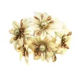 Detailansicht der goldenen künstlichen Kamelie mit Glitzermitte und Stoffblütenblättern - 10 Bündel (60 Blumen) / 60Stk Set / Gold