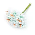 Künstlicher mintgrüner Seiden-Chrysanthemenstrauß für Gestecke und Bastelarbeiten - 1 Strauß 6 Blumen / Seeblau