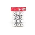 Packung mit 12 mini silbernen Weihnachtskugeln mit festlicher roter Kartonverpackung - 4cm (6er Pack) / Silber