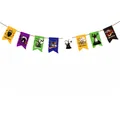 Bunte Halloween-Papiergirlande mit gruseligen Zeichentrickfiguren für festliche Partys - Eule Kürbis Stil (WB-1)