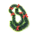 2m green Christmas tinsel garland with red bows for tree decoration - 6 Red Bows Style
