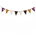 Bunte Halloween Cartoon Dreieck Banner Girlande mit Kürbis Geist und Fledermaus Motiven - Kürbis Geist Fledermaus Stil (WS-2)