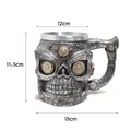 Ρετρό κούπα κρανίο steampunk με γρανάζια, διαστάσεις 12cm πλάτος και 11,5cm ύψος. - Ποτήρι Κρασιού Κρανίο Steampunk (T9144) / Στυλ Γρανάζι Αντίκα Ασημί