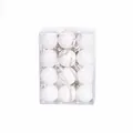 Set of 24 white 3cm Christmas ball ornaments displayed in a clear box packaging - Set of 24 / White