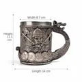 Jarra de cerveza vikinga con dragón y relieve 3D, acero inox, medidas: 14x8.7x11.5cm - 450ml / B9115