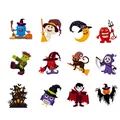 Set of 12 cartoon Halloween static window stickers with pumpkin, ghost, and witch motifs - 12 Cartoon Halloween Styles (HYW-009)