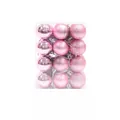 Set of 24 pink 3cm Christmas ornaments in shiny, matte, and glitter finishes - Set of 24 / Pink