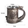 Jarra de cerveza medieval de dragón vikingo con motivos piratas tallados en 3D y medidas - 600ml / B9130