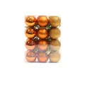 Set of 24 orange 3cm Christmas ornament balls with glossy matte and glitter finishes - Set of 24 / Antique Bronze