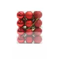24-piece 3cm red Christmas ball ornaments set with mixed glossy and matte textures. - Set of 24 / Red