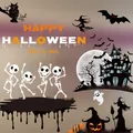 Halloween electrostatic window stickers with witch, pumpkin, and skeleton designs - Witch Pumpkin Classic Style (HYW-011)