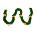 2m dark green Christmas tinsel garland with red and gold decorative bows on white - 6 Gold & Red Bows Style