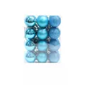 24-piece set of 3cm light blue Christmas balls in matte, glossy, and glitter finishes - Set of 24 / Lake Blue