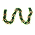2m dark green Christmas garland with golden bows and white tips for holiday decor - 12 Gold Bows Style